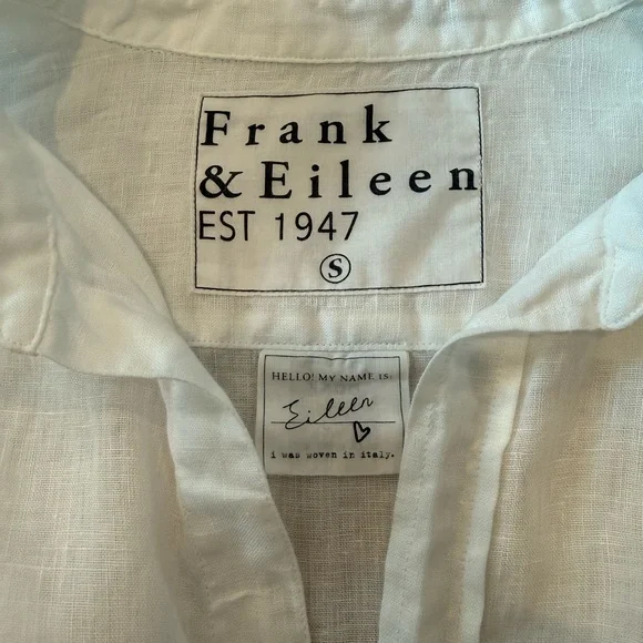 Frank & Eileen ‘Eileen’ Linen White Button-Up Shirt - Picture 4 of 5